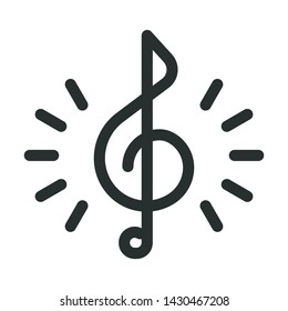 music note - minimal line web icon. simple vector illustration. concept for infographic, website or app.