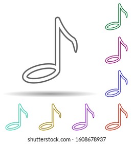 Music note multi color icon. Simple thin line, outline vector of web icons for ui and ux, website or mobile application