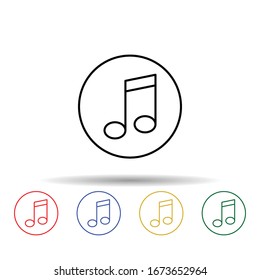 Icono multicolor de nota musical. Línea delgada simple, contorno vectorial de iconos en línea y web para ui y ux, sitio web o aplicación móvil