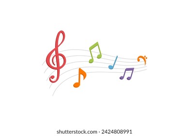 Music Note Musical Instrument Flat Sticker Design