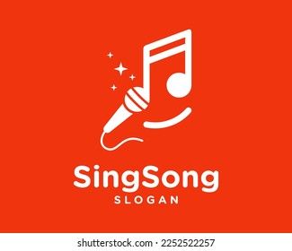 Music Note Musical Sound Song Sing Karaoke Singer Mic Happy Funny Sparkle Shiny Vector Logo Design