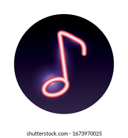 music note neon light icon vector illustration design