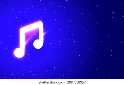 Music note neon private collection. Download the unique super bright neon musical note sign vector. Light burst. Design element linear neon icon. Great ad every night. Banner with blank space.