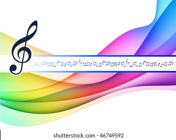 Music Note on Abstract Colorful Background Original Vector Illustration