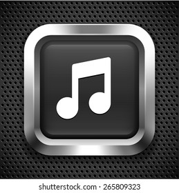 Music Note on Black Square Button