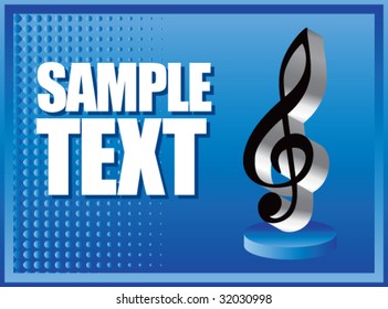 Musiknote auf blauem Halbtonbanner