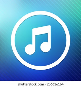 Music Note on Blue Round Button
