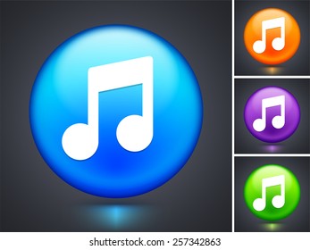 Music Note on Blue Round Button