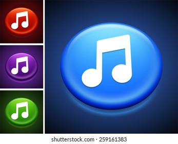 Music Note on Blue Round Button