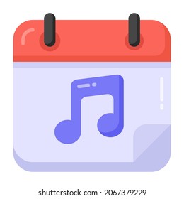 Music note on calendar, concept of party reminder icon