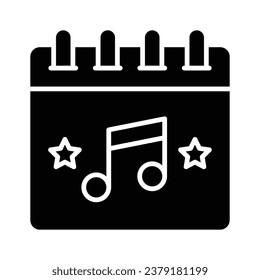 Music note on calendar, concept vector of music concert
