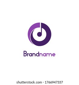 Nota musical sobre el concepto de diseño de círculo, logotipo simple y mínimo, símbolo creativo y música de iconos, aislados en fondo blanco.