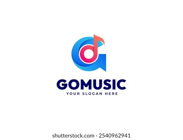 Music Note on Letter G Logo Vector Inspiration. Creative Initial Letter G with Musical Harmony Icon Logo Design. Sound and Entertainment Identity for Music and Creative Media Branding. Alphabet Logo