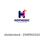 Music Note on Letter H Logo Vector Inspiration. Creative Initial Letter H with Musical Harmony Icon Logo Design. Sound and Entertainment Identity for Music and Creative Media Branding. Alphabet Logo