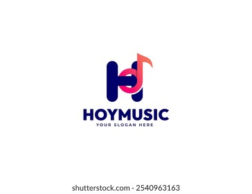 Hinweis zur Musik auf der Vektorgrafik des H-Logos des Buchstaben. Initialer kreativer Buchstabe H mit musikalischer Harmonie Icon Logo Design. Sound- und Unterhaltungsidentität für Musik und kreatives Medien-Branding. Alphabet Logo