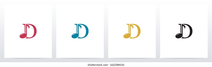 Music Note On Letter Logo Design D