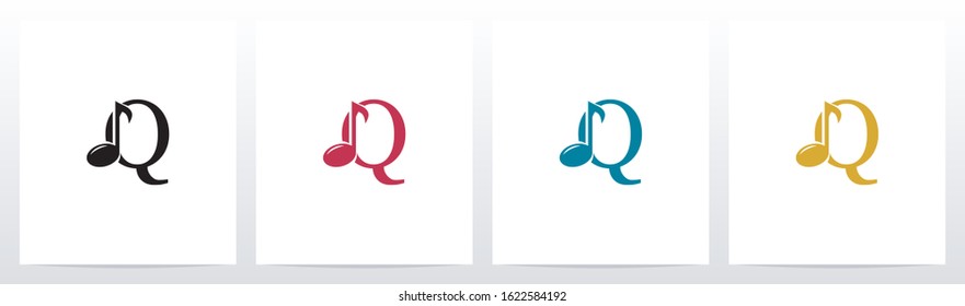 Music Note On Letter Logo Design Q
