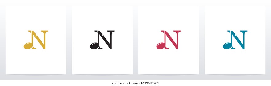 Music Note On Letter Logo Design N
