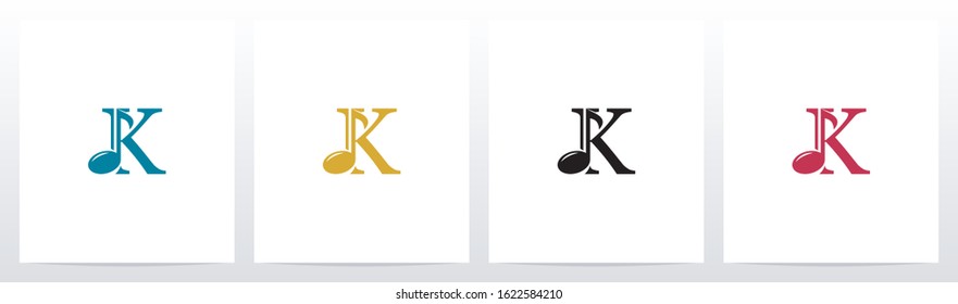 Music Note On Letter Logo Design K