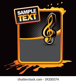 music note on orange splattered template