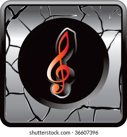 music note on silver web button