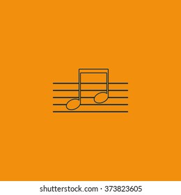 Music note on stave. Flat illustration.