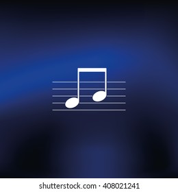 Music note on stave. Flat illustration.