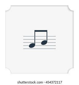 Music note on stave. Flat illustration.