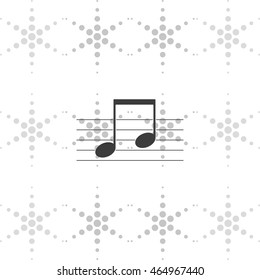 Music note on stave. Flat illustration.