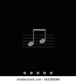 Music note on stave. Flat illustration.