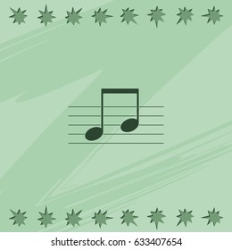 Music note on stave. Flat illustration.