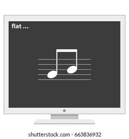 Music note on stave. Flat illustration.
