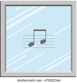 Music note on stave. Flat illustration.