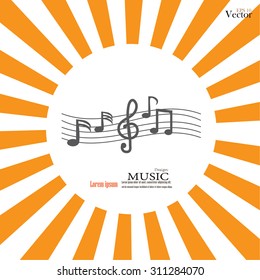   music note. Music note on sunburst background.vector illustration.