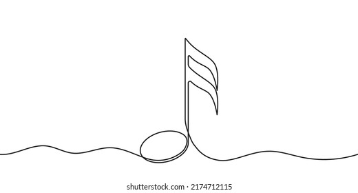 Music note of one continuous line drawn. Musical note drawn in one line. Vector illustration.