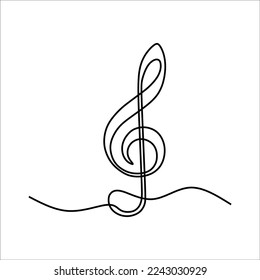 Music Note oneline continuous single editable line art