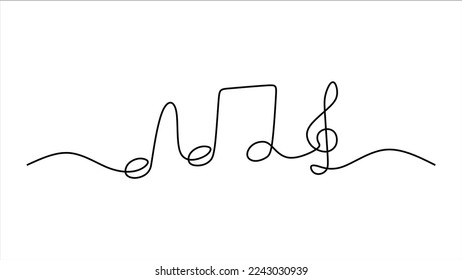 Music Note oneline continuous single editable line art