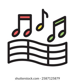 Music Note outline color, mini illustration icon. use for modern concept, print, UI, UX kit, web and app development. Vector EPS 10, related to entertainment, festival, funfair and hobbies.