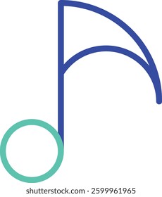 Music note outline dual color vector illustration icon design