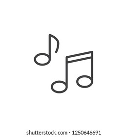 Music note outline icon. linear style sign for mobile concept and web design. Musical notes simple line vector icon. Symbol, logo illustration. Pixel perfect vector graphics