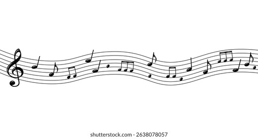 music note outline icon, melody music symbol vector, sound note line icon, simple music note graphic, music note outline vector illustration
