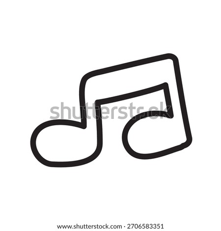 Music Note Outline. Minimal line art of musical symbol. Icon for audio brands, playlist graphics and creative projects.