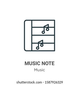 Music note outline vector icon. Thin line black music note icon, flat vector simple element illustration from editable music concept isolated on white background