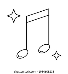 Music note outline vector icon isolated on white background. Linear symbol for karaoke, ui, mobile interface.