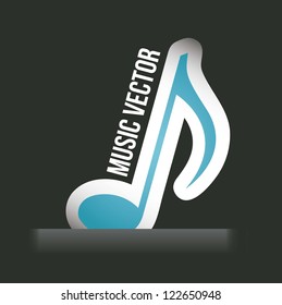 Music Note over gray background. vector illustration