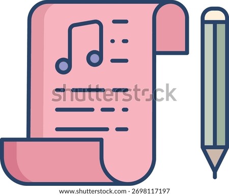 music note pad linear color icon design