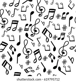 Music Note Pattern With Doodle Style