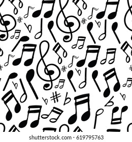 Music Note Pattern With Doodle Style