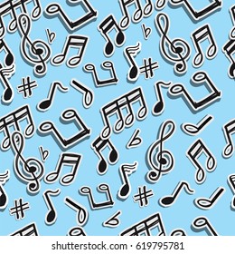 music note pattern with doodle style