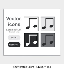 Music note placed on web page template flat vector icon.